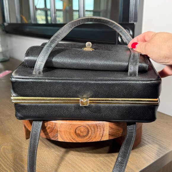 Vintage Black Structured Handbag – 1950s/1960s Style - Picture 11 of 15